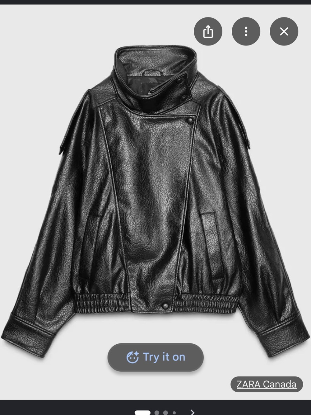Zara Black Faux Leather Biker Jacket